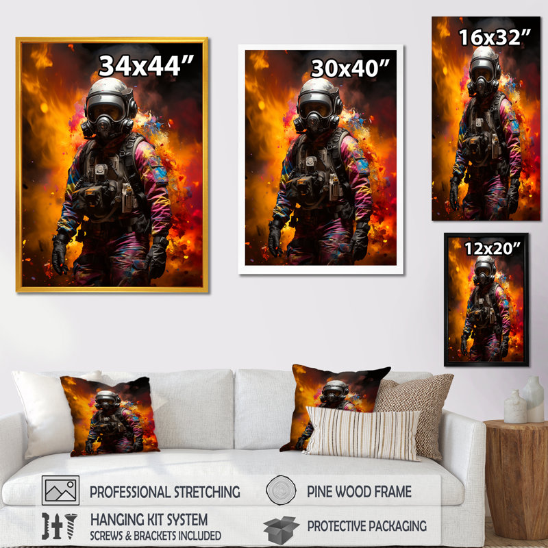 «Soldier Street Art Rebellion», H 32 po x l 24 po x P 1 po, Cadre flottant noir