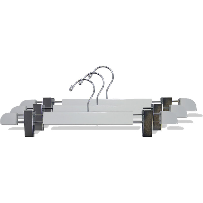 Nielsen Wood Hangers With Clips for Skirt/Pants, White