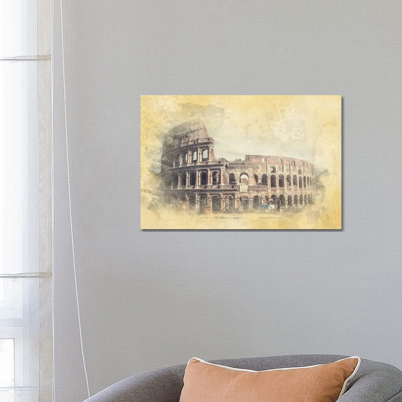 Colosseum Watercolor by Manjik Pictures - Gallery-Wrapped Canvas Giclée on Canvas, 66.04 cm H x 45.72 cm W, No Frame