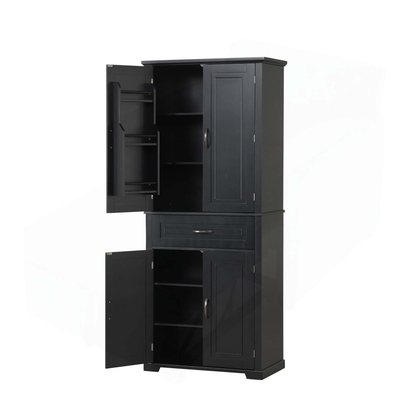 Versatile Bathroom Cabinet with Multiple Compartments and Durable Construction, Black