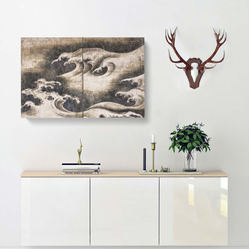 Rough Waves by Ogata Korin - Wrapped Canvas Painting Print, 40cm H x 60cm W x 3cm D