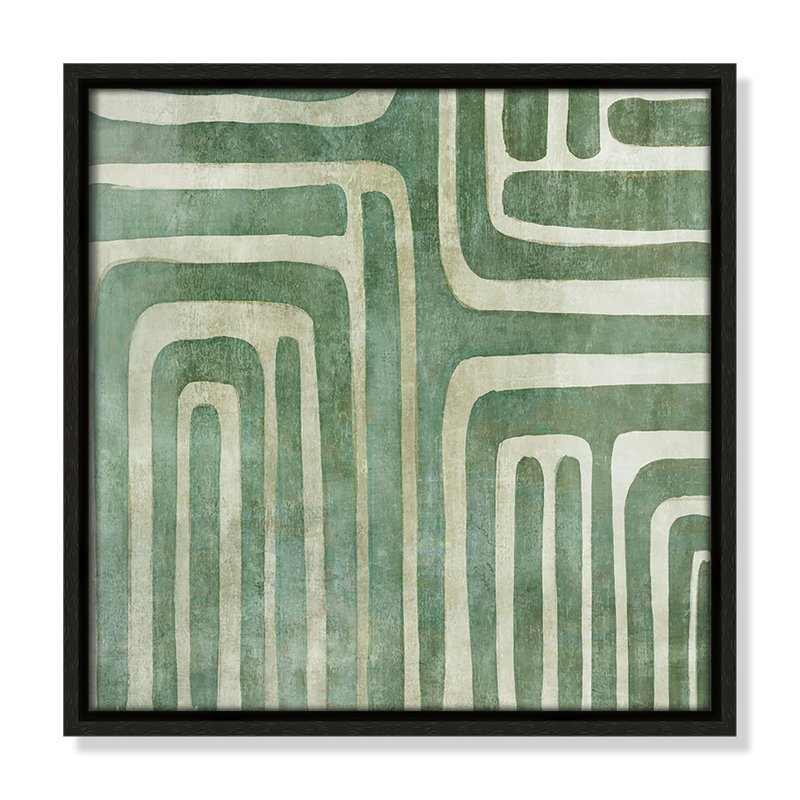 «Whimsical Green I Print» par Emma Peal, Cadre flottant espresso, H 13,5 po x l 13,5 po x P 2 po