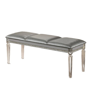 1pc Bench Only Contemporary Solid wood Acrylic Legs Crystal And Mirror Accent