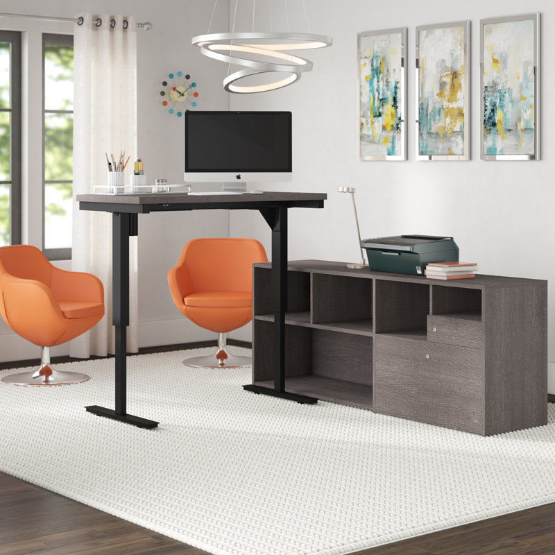 Bureau debout en L Azpurua, Écorce gris