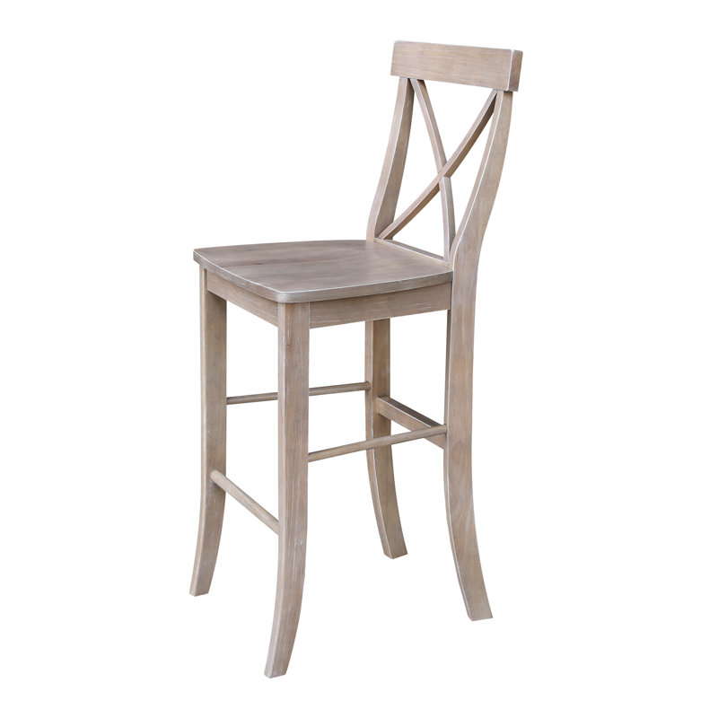 Tabouret de bar en bois massif Guzik, Taupe-gris délavé, Tabouret de bar (siège d'une hauteur de 29 po)