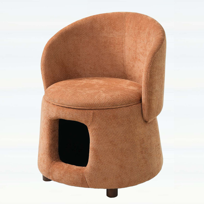 Fauteuil convivial avec coin caché pour animal de compagnie, tabouret convertible, siège de rangement, Orange