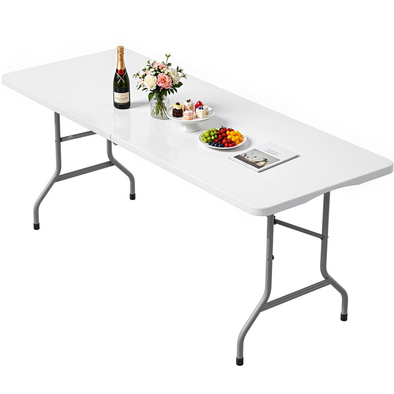 Table de salle à manger d'extérieur pliante robuste 6 pi, blanc, Blanc