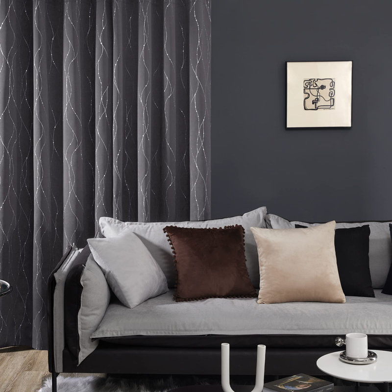 Cohmer Room Darkening Curtain Pair, 52" W x 84" L, Dark Gray