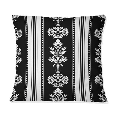 Coussin décoratif noir et blanc à fines rayures IV - traditionnel