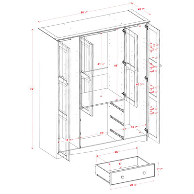 Armoire garde-robe pour la famille avec 4 portes 100% bois massif Musman