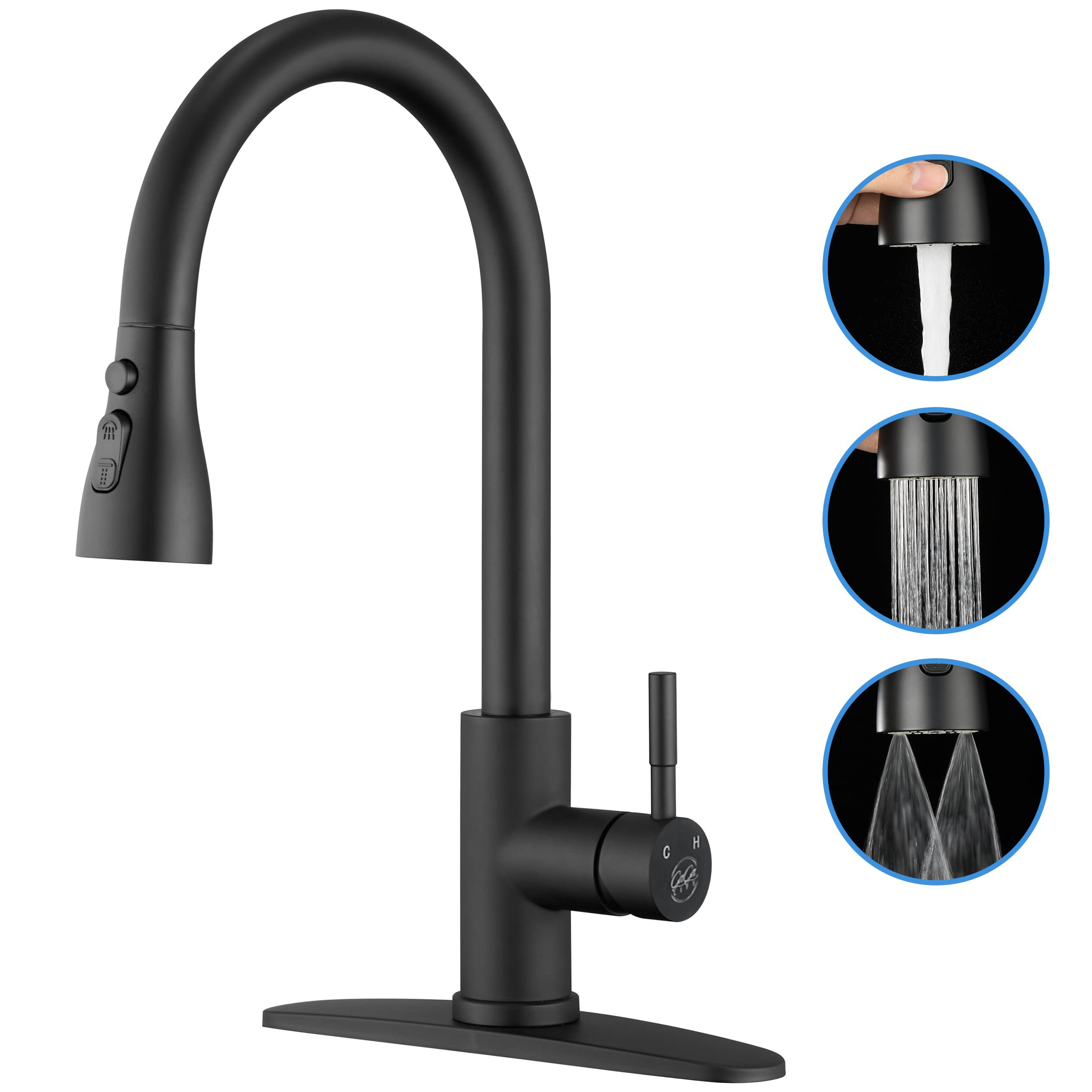 GAGALIFE Single Handle Pull Down Sprayer Kitchen Faucet High Arc ...