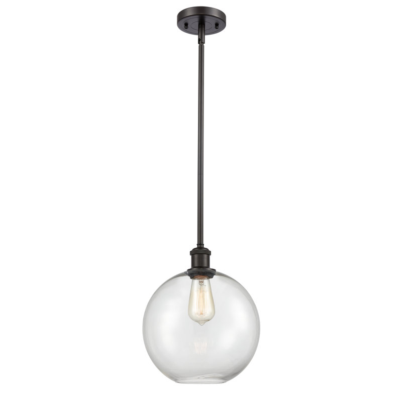 Baran 1-Light Dimmable Globe Pendant, 6 Watt Vinage LED Bulb, Clear, Oil Rubbed Bronze