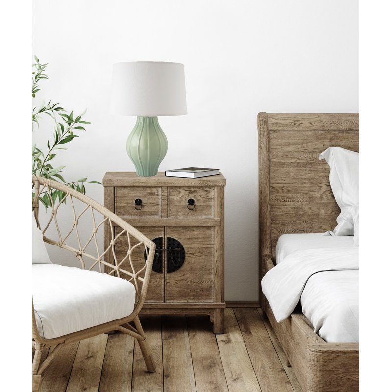 Eraman Ceramic Table Lamp, Gloss Wythe Blue