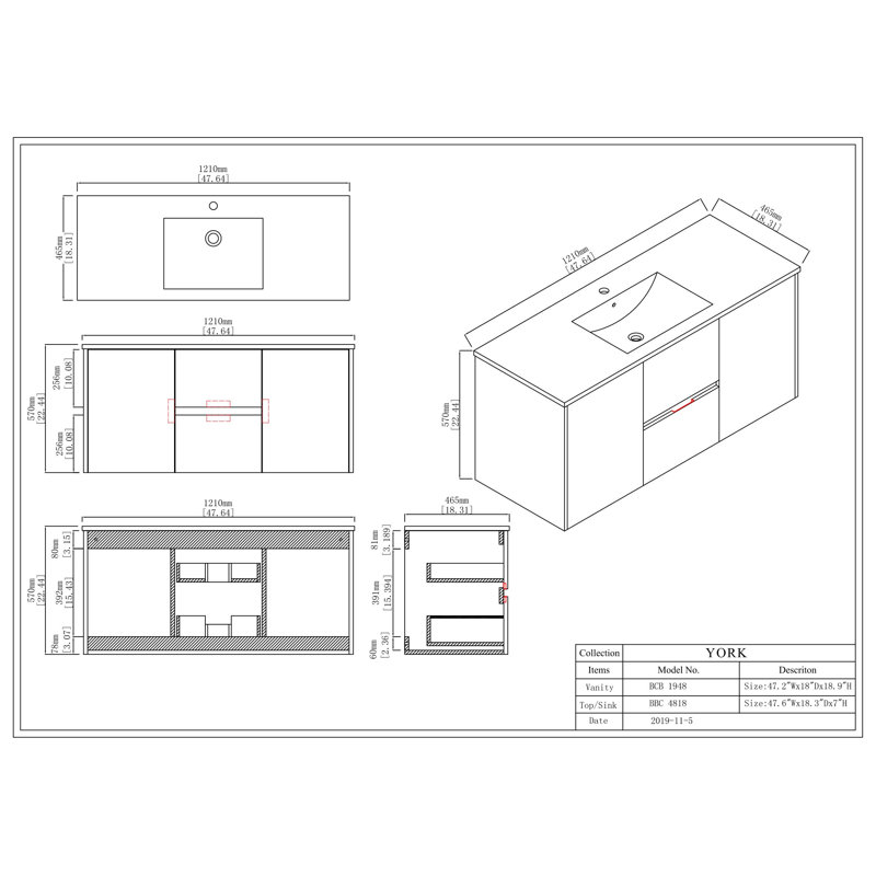 Ensemble de meuble-lavabo simple 48 po, Blanc