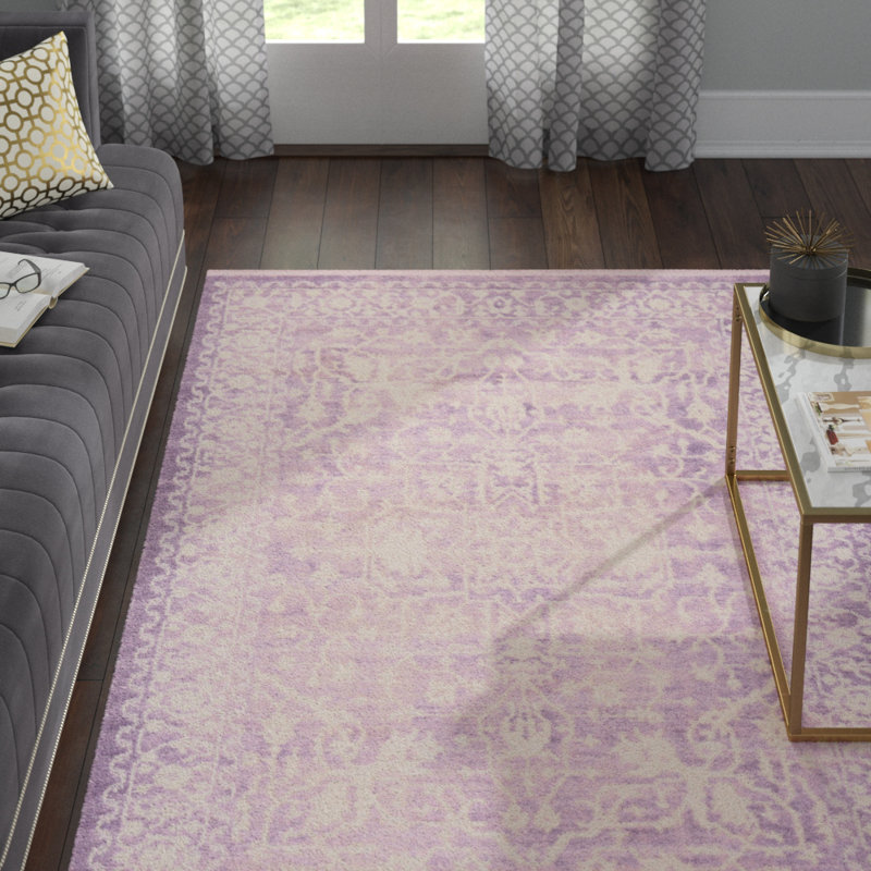 Tapis oriental mauve / ivoire Danit, Rectangle 4 pi x 6 pi