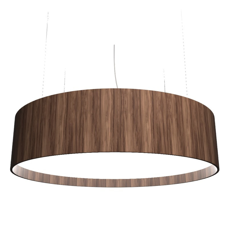 Lustre tambour unique à 1 lumière DEL Cilíndrico, Noyer américain, H 9,75 po x l 39 po x P 39 po