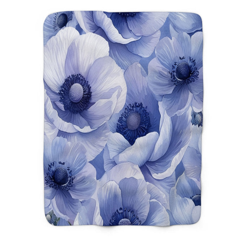 Anemone Flowers - 1 pièce Sherpa Premium, Lit simple