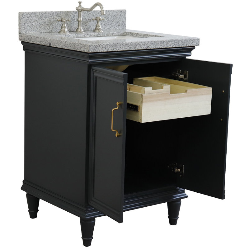 Ensemble de meuble-lavabo simple 25 po Ilfracombe, Gris foncé, Granite