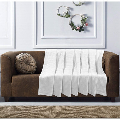 100% coton, couverture de lit thermique tissée, super douce, superposable et superposable pour toutes les saisons