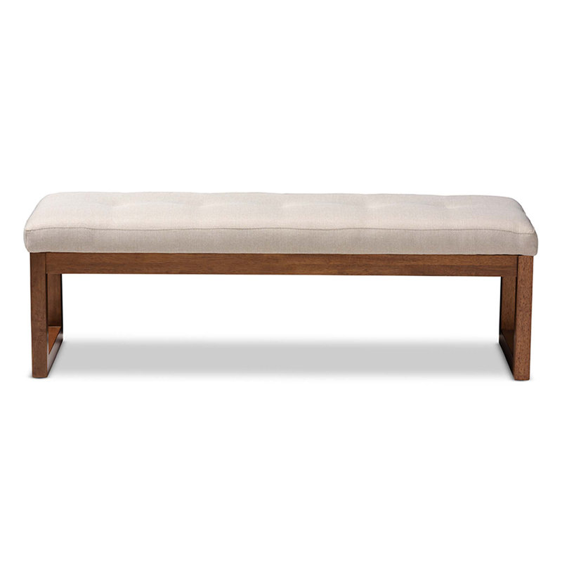 Banc rembourré en bois brun noyer Veronica, Beige