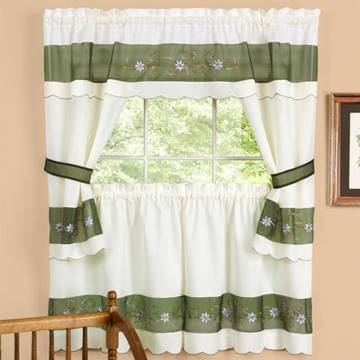 Purcell Floral Embellished Cafe Curtain
