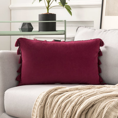 Velvet with Tassle Velvet Throw Pillow