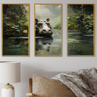 Hippo Secret Hideaway 2 - Hippopotamus Wall Art
