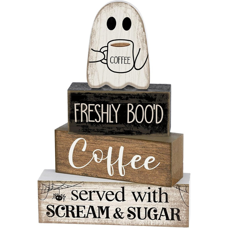 Ensemble de décorations pour table basse fantôme en bois d'Halloween