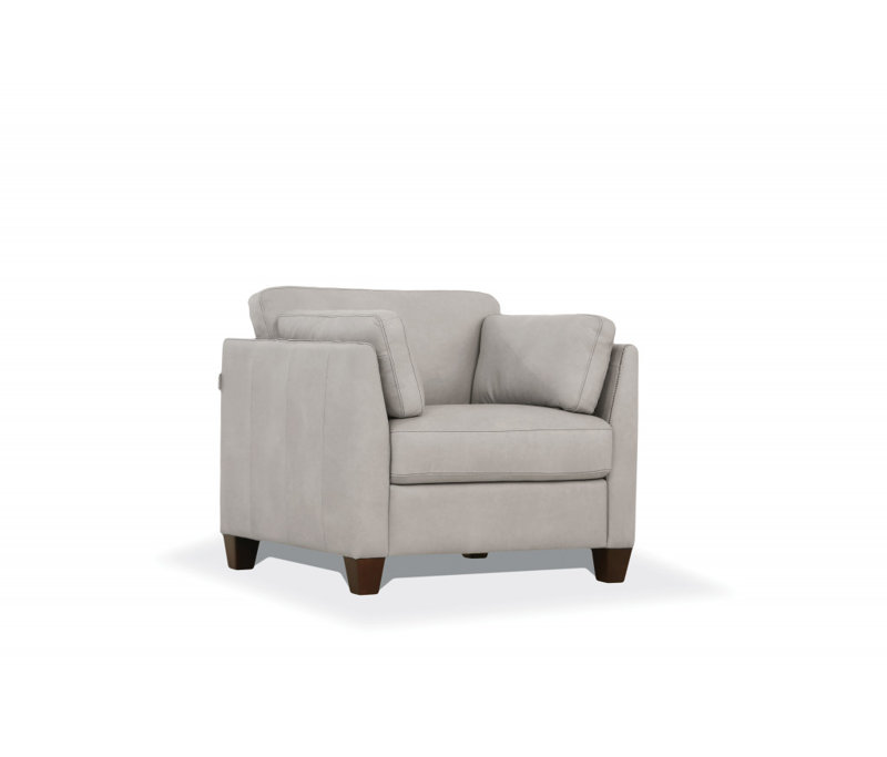 Gracie Mills White Genuine Leather Arm Chair