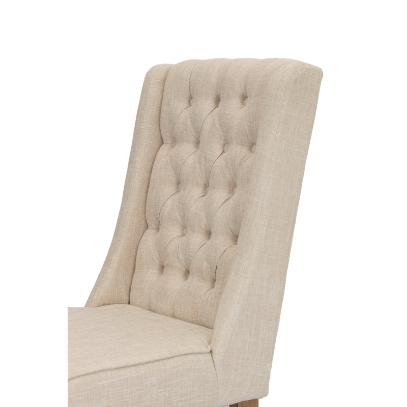 Dions 18.5'' H Tufted Linen Upholstered Side Chair, Beige Rustic, 1