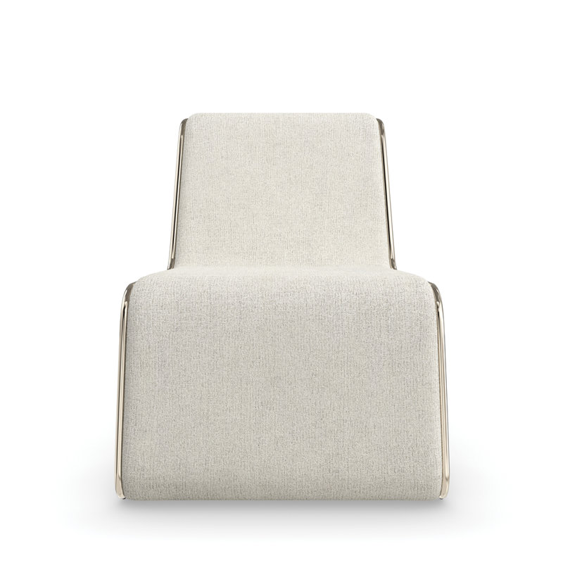 Beige Metal Contemporary Accent Chair with Tubular Frame