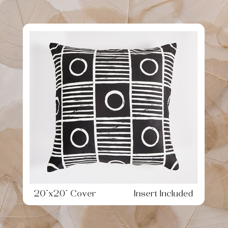 Geometric Black Throw Pillow 20"