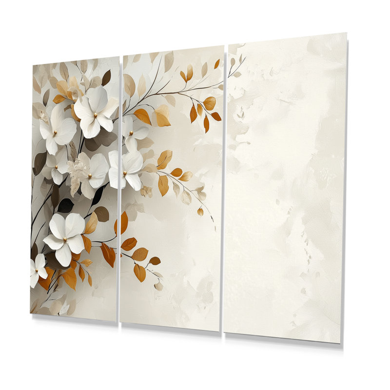 Ensemble de salon art mural cerisiers en fleurs gris brun et cerisiers en fleurs II, Métal métal, H 28 po x l 36 po x P 1 po