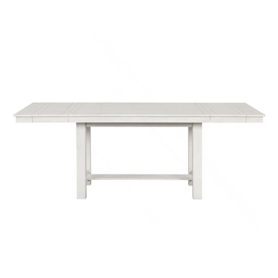 Rustic White Oak Dining Table W Leaves Block Trestle Base 1Pc Table Dining Room Furniture
