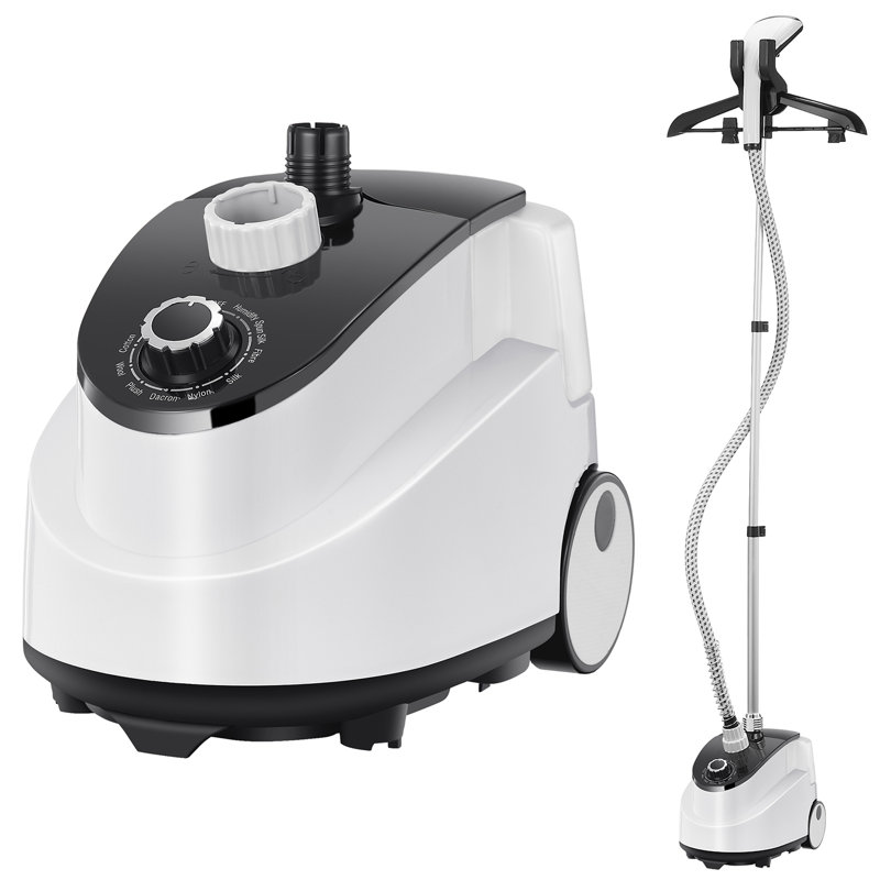 Professional Standing Steamer for Clothes with Garment Hanger – 30-Second Heat-Up, Large Detachable Water Tank for 1-Hour Continuous Steam, Includes Fabric Brush & Easy-Roll Wheels