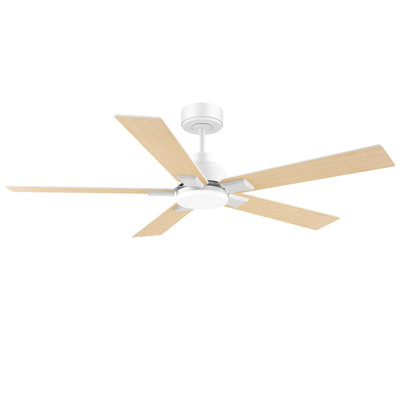 Ventilateur de plafond intérieur / extérieur blanc 42 pouces à 5 pales avec lumière DEL, télécommande, à intensité variable