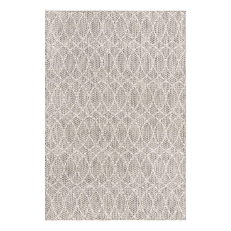Light Gray Gitter Indoor/Outdoor Trellis Rug, Rectangle 4' x 6'