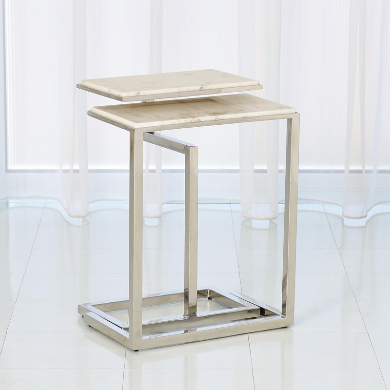 2 Piece C-Nesting Table Set-Brass, Nickel