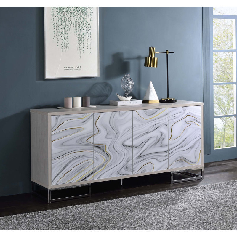 Console élégante et polyvalente avec de spacieux compartiments de rangement pour le salon et le vestibule