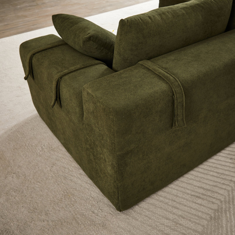 Canapé modulaire en chenille - L 108 po en forme de L avec 6 coussins, et élégant pour l'assemblage des coussins de chambre à coucher, sièges relaxants