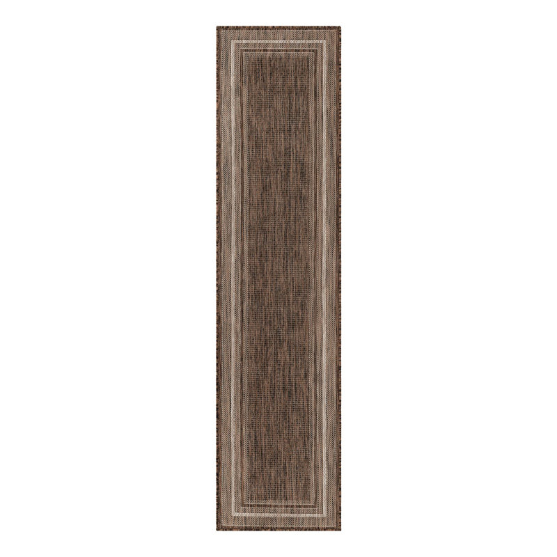 Tapis intérieur / extérieur brun / sable Rengin, Brown, Tapis de couloir 2 pi x 8 pi