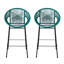 De 2 tabourets de bar sarcelle, matériau, design ergonomique confortable, art tissé élégant, pour sièges de jardin et de cuisine rustiques, motif complexe, contemporain