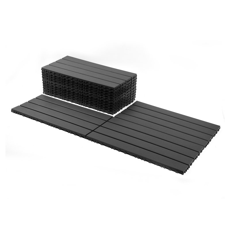 Carreaux de terrasse d'extérieur emboîtables en polypropylène gris foncé (paquet de 22)