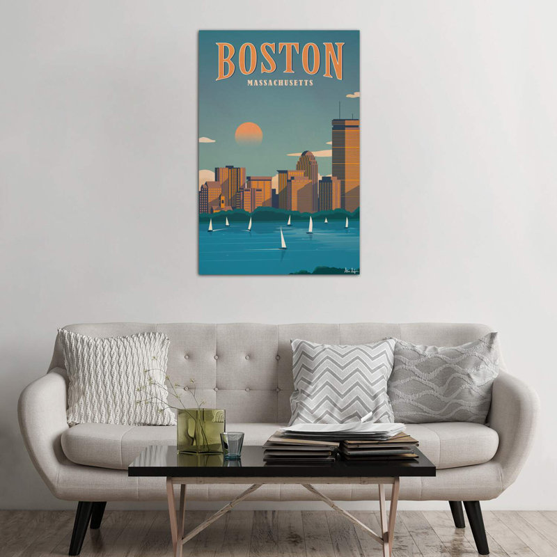 «Boston» par IdeaStorm Studios - reproduction d'art graphique à cadre flottant, Toile tendue, H 48 po x l 32 po x P 1,5 po
