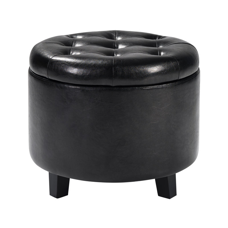 Repose-pieds rond en cuir 19,75 po Amable, Similicuir noir