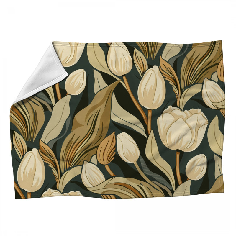 Tulips Botanical Machine Printed Throw Blanket, 50" x 60"