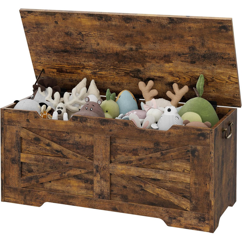 Banc de rangement en bois manufacturé Yeremis, Brun