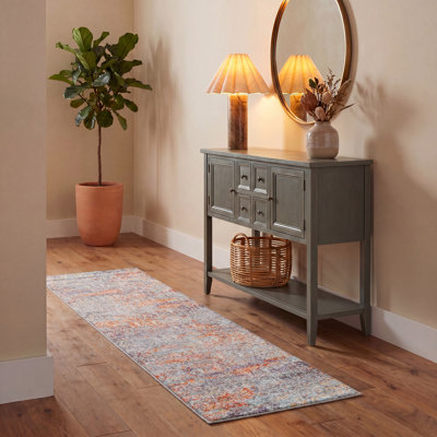 Felty Oriental Light Gray/Light Blue Area Rug