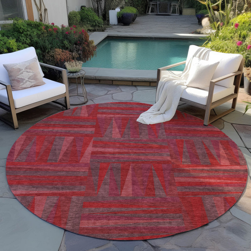 Tapis intérieur / extérieur rouge Azura , 8 pi x 8 pi