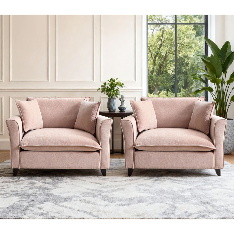 47'' W Oversized Armchair Deep Seat Single Sofa Accent Chair With Waist Pillow(Set Of 2), Pink